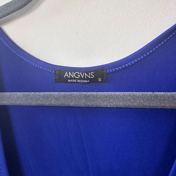 Angvns Women's Faux Wrap Colbalt Blue Midi Dress S - Picture 11 of 14